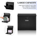 xydled Mail Boxes with Combination Lock,Locking Mailbox Wall Mounted,Security Metal Mailbox Drop Box, Modern Large Capacity,Steel Cover Metal Postbox for House Home Outside, Black, 14.2''x12.6''x4''