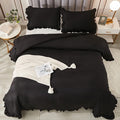 Andency Black King Size Comforter Set, 3 Pieces Farmhouse Shabby Chic Bedding Comforters & Sets, Soft Fluffy Lightweight All Season Down Alternative Bed Blanket Set