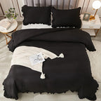 Andency Black King Size Comforter Set, 3 Pieces Farmhouse Shabby Chic Bedding Comforters & Sets, Soft Fluffy Lightweight All Season Down Alternative Bed Blanket Set