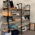 HITOMEN Industrial Iron Pipe Shelves, 2 Set 4-Tier, 56" Tall, 12" Depth, DIY Open Bookshelf Bookcase, Wall Mounted Vintage Retro Shelving, Rustic Farmhouse Pantry Kitchen Storage, Black Shelf Brackets