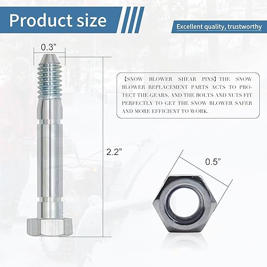 (6 Set of) 51001500 5/16" Snow Blower Shear Bolts Compatible with Ariens 2 Stage Snow Thrower Auger Replacement for 510015, 51001500, AM122156, AM1369890, 3285-11