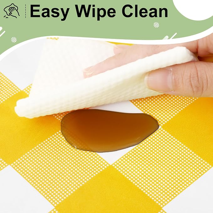 20 Packs Buffalo Disposable Table Cloth, 54 x 108 Inch Waterproof Plastic Tablecloth, Rectangle Yellow and White Checkered Table Covers for Picnic, Birthday, Party, Back to School