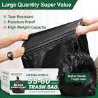 55-60 Gallon Black Trash Bags 120 Count - 40''x53'' Extra Large 50+ Gallon Garbage Bags,Unscented Strong Huge Can Liners for Construction Industrial Yard Outdoor Commercial