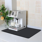 ZLR Coffee Bar Mat for Keurig & Nespresso, 12"x16" Small, Black | Absorbent Dish Drying Mat, Stain-Hiding PU Leather Top, Non-Slip Rubber Back, Heat-Resistant, Fits Frother & Pour-Over