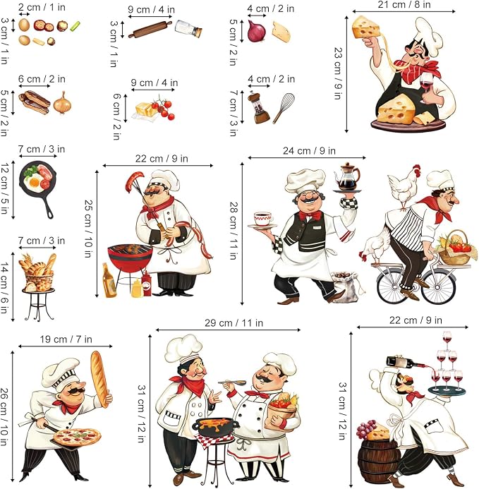 decalmile Cartoon Chef Kitchen Food Cooking Wall Decals Stickers
