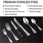 49PCS Silverware Set with Organizer, Stainless Steel Flatware Drawer Cutlery Set for 8, Kitchen Utensils with Steak Knives Mirror Polished Dinner Knife Forks Spoons Tableware Service Tray