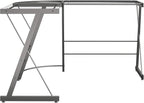 Ameriwood Home Odin Glass L-Shaped Computer Desk, Gray
