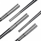 5 Pair Metal Chopsticks Reusable 18/8 Stainless Steel Chopsticks Set Non-slip Chinese Chopstick for Cooking Eating Dishwasher Safe 9.25" Chop Sticks Gift Set