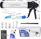 2LB Large Capacity Stainless Steel Jerky Gun Kits, Sausage Stuffer Machine, Meat Gun, Beef Jerky Maker with 5 Stainless Nozzles 3 Brushes