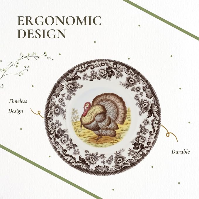 Spode – Woodland – Turkey Luncheon Plate - Brown/White