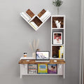 Folding Wall Mounted Drop Leaf Table, Foldable Desk with Moveable Cabinets, Floating Laptop with Convertible Storage Shelves, Multifunctional Computer Workstation in Home for Space Saving