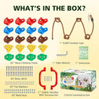 TOPNEW 20 PCS Rock Climbing Holds for Kids, Rock Wall Holds with 6.56 Ft Climbing Rope and 2 Handles, Rock Wall Climbing Kit for Indoor and Outdoor Playset - Includes Mounting Hardware