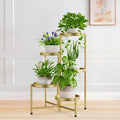 iDavosic.ly 5 Tier Large Plant Stand Indoor, 10 Inch Wide Tall Corner Metal Plant Stands Outdoor for Multiple Plants, Folding Tiered Flower Display Holder Rack Shelf, Gold
