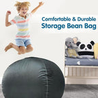 Lukeight Stuffed Animal Storage Bean Bag Chair Cover for Kids, Zipper Beanbag Chair Cover for Organizing Toddler & Kids' Rooms Plush Toys (Dark Gray Velvet, X-Large)