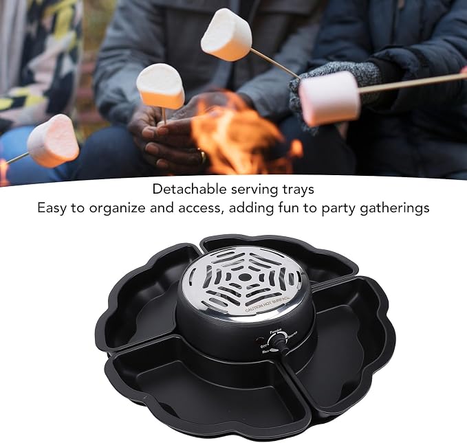 Smores Maker Tabletop Indoor Kit, Indoor Roaster, Flameless Electric Maker & Fondue Pot with Detachable Tray & Roasting Sticks, for Night Fun Kids Family