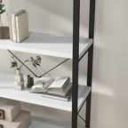 Panana 5 Tier Industrial Rustic Wooden Bookshelves, Vintage Open Wood and Metal Farmhouse Bookshelf Heavy Duty Storage Shelving Unit Rack (White)