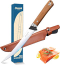 Huusk 7 inch Fillet Knife - Sharp Japanese Fillet Knife for Fish | Wooden Handle, Professional Flexible Boning Knives, Gift Box, for Meat Cutting and Trimming