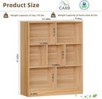 LEYAOYAO 7 Cube Bookshelf with Base,3 Tier Mid-Century Modern Natural Bookcase,Standing Wide Bookshelves Storage Organizer Shelf,Rustic Wood Display Cabinet Book Shelves for Bedroom,Living Room,Office