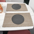 Urban Villa Two Tone Placemat Cotton Tablemat 14x20 (Set of 6) Eggshell