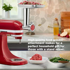 Meat Grinder Attachment for KitchenAid Stand Mixer – Metal Food Grinder with 4 Grinding Plates, 3 Sausage Stuffer Tubes & 2 Blades – Compatible with KitchenAid Mixers (Mixer Not Included)