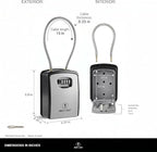 Iron Lock® XXL Portable Key Lock Box, 15in Steel Cable, Code (XXL, Grey) | Holds 20-30 keys + car fobs; unique built-in tray; loops on gate or rail or wall-mounts; resettable code; dial cover