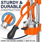Eurolux Ultra-Premium Cast Iron Juicer | Extra-Large, Heavy Duty, Commercial Grade, Stainless Steel Manual Hand Press Citrus Squeezer For Fresh Orange Juice, Pomegranate, Lemon, and Much More (Orange)