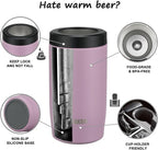 4-in-1 Slim Can Cooler Easy to Hold Insulated Beer Can Holder Double-walled Stainless Steel for All 12 Oz Cans (Purple)