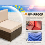 ClawsCover 7Pack Outdoor Seat and Back Cushions Replacement Covers Fit for 3/5 Pieces 4-Seater Wicker Rattan Patio Furniture Conversation Set Sectional Couch,Light Khaki-Small (Include Cover Only)