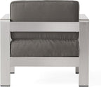 Christopher Knight Home Cape Coral Outdoor Chat Set with Fire Table, 5-Pcs Set, Khaki / Light Grey