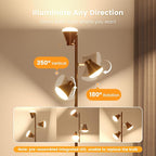 36W LED Tree Floor Lamp, Dimmable Tall Standing Lamp with Remote & Touch Control, 4 Color Temperatures Bright Floor Lamp, 3 Rotatable Light Modern Floor Lamps (Brown)