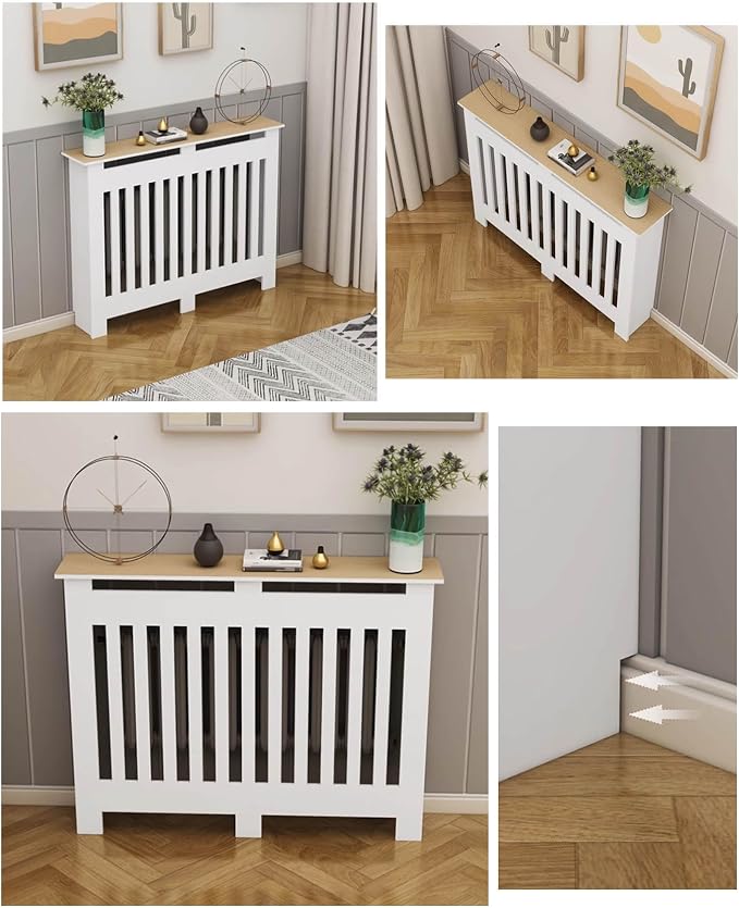 Modern Radiator Covers Wall Heater Cover Cabinet Shelf Bathroom Floor Radiator Shelve, Hide Cluttered Pipes/Easy to Install, Suitable for Household Living Room, White(19.7" Lx23.6 Hx7.9 W)