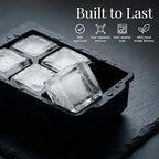 KitchFort® Large Silicone Ice Cube Tray (3-Pack) - 2" Big Ice Mold with Lid | Easy Release, Cocktail, Whiskey Ice Cubes Mold - Food Grade - Ice Cube Trays for Freezer - Stackable Silicone Ice Tray