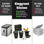 Clear Ice Cube Maker 2.5 Inch, Sphere Ice Ball Molds for Whiskey, Stainless Steel Clear Ice Mold with Non-BPA Silicone, Easy-Release Round Ice Cube Tray for Cocktails Bourbon (2 Pack, Black)