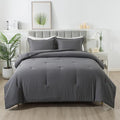 Dark Gray Comforter Set King, Solid Grey Down Alternative Bedding Comforter Set, Breathable Fluffy Microfiber Comforter King Size (104"x90") for All Seasons with Pillowcase…