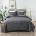 Dark Gray Comforter Set King, Solid Grey Down Alternative Bedding Comforter Set, Breathable Fluffy Microfiber Comforter King Size (104"x90") for All Seasons with Pillowcase…