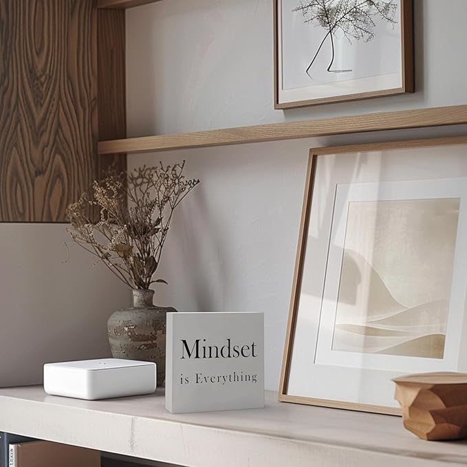 Office Desk Decor Office Decorations for Work Motivational Desk Decor Mindset Is Everything Wooden Signs Office Cubicle Decor Office Table Decor Inspirational Desk Decor Motivational Quotes (5x5inch)
