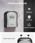 Puroma Key Lock Box Outdoor 4 Digit Code Combination Lockbox House, 8 Gray | For Contractors Guest Realtor Storage Keys, Portable, Home Wall Mount, Resettable, Combination, Weatherproof, High-capacity
