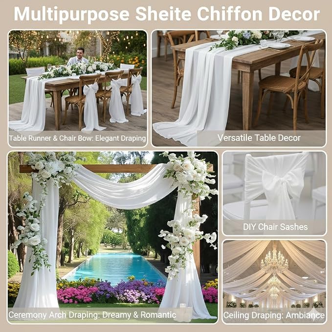 MDS Pack of 15 | Maroon | 14ft Chiffon Table Runner 29x170 Inches Long Romantic Rustic Sheer Gauze Runner for Wedding Bridal Shower Birthday Banquets Engagement Spring Easter Boho Decorations