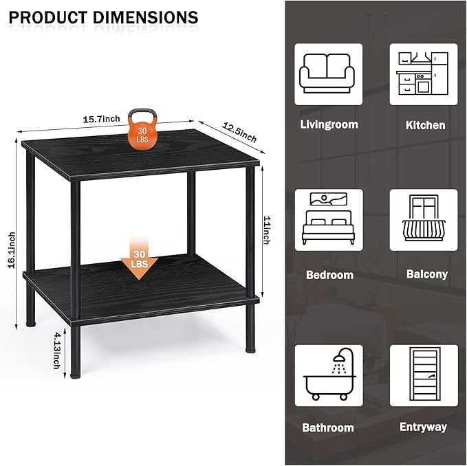 melos 2 Tier Bookshelf, Classically Tall Bookcase Shelf Storage Organizer, Modern Book Shelf for Bedroom, Living Room and Home Office, Black