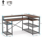 Tribesigns L Shaped Desk with Storage and Monitor Stand, Industrial Home Office Computer Desk with Storage Shelves, 59 Inch Corner Desk with Monitor Shelf(Brown)