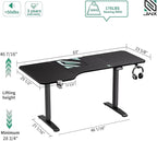 L Shaped Electric Standing Desk, 63 Inches Stand Up Corner Desk, Home Office Sit Stand Desk with Carbon Firben Top, Black Frame & Caster Wheels Set…