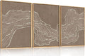 Geometric White Tan Wave Framed Canvas Wall Art Set, Abstract Line Art Painting, Modern Minimalism Wall Decor, Neutral Art Print for Living Room, Bedroom, Dining Room, Office - 16"x24"x3