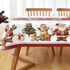 Christmas Tablecloth Heavy Duty Vinyl Red 54x54 inch Rectangle Christmas Table Cloth Reusable Waterproof Foldable Plastic Tablecloths PVC Xmas Table Cover for New Year Party Decor