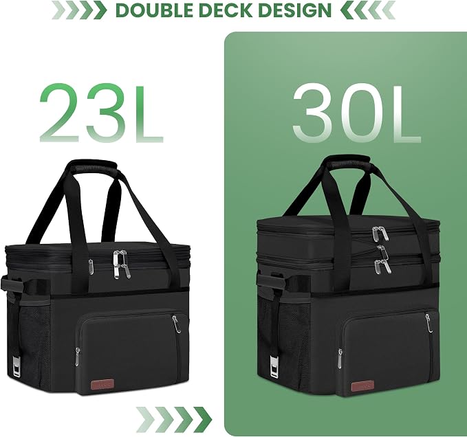 MIYCOO Cooler Bag with Expandable Double Deck, 60 Can Leakproof Cooler | Insulated Portable Soft Lunch Cooler, Extra Large Ice Chest Cooler for Beach, Picnic, Camping, Shopping