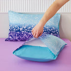 PERFEMET Blue Purple Girls Twin Comforter Set with Sheets, 6Pcs Glitter Tie Dye Rainbow Kids Girls Bedding Sets, Sparkle Gradient Ombre Bed in A Bag for Bedroom Decor