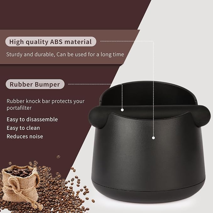IAOSEN Knock Box Large Capacity Design Espresso Knock Box Tamping Mat Espresso Machine Accessories Set of 2 with Removable Knock Bar and Anti-Slip Base for Home Office Barista Tools for Bar Shop