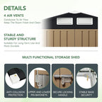 3X5FT Outdoor Steel Storage Shed with Lockable Doors, One Window,Ideal for Garden, Backyard, Patio Storage,Brown