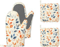 Autumn Leaves Heat-Resistant Silicone Oven Mitts and Pot Holder 4 Piece Set,Non-Slip Kitchen Oven Gloves for Baking, BBQ, Cooking,Grilling