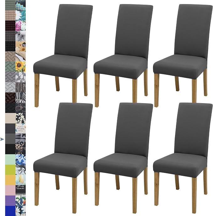 Dining Chair Covers, Stretch Seat Covers, Washable Furniture Protector | 6 Pack, Washable, Stretch Fit, Soft, Non Slip, Dining Chair Covers, Seat Protector, Furniture Protector
