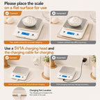 Digital Food Scale for Kitchen 11lb/0.1oz, 5kg/0.1g, Kitchen Scale for Cooking Baking, Built-in 300mAh Li-Battery, Rechargeable Type-C Charging White (1)
